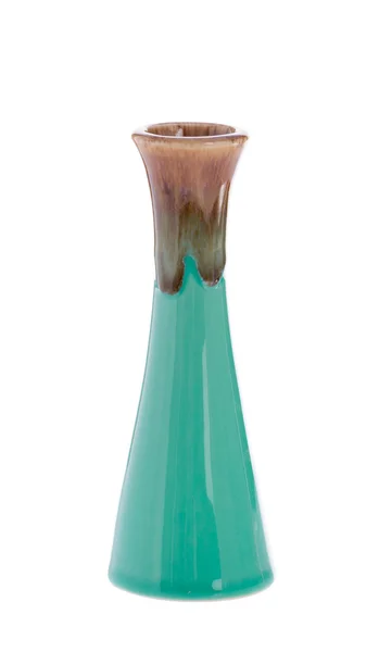 Ceramiczny wazon turkusowy w antycznym stylu na białym tle na białym tle — Zdjęcie stockowe