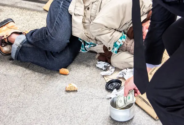 Unhappy Lifestyle Homeless Senior Man Walkway Street Capital City — Stock Photo, Image