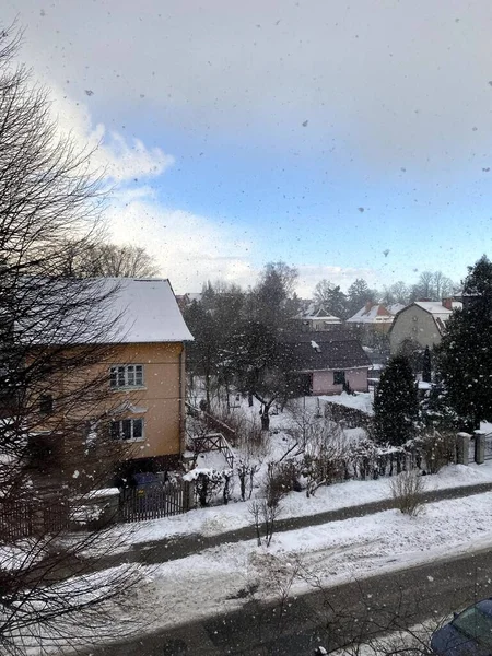 Vue Fenêtre Zone Ville Kaliningrad Par Une Journée Hiver Ensoleillée — Photo