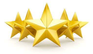 Five star rating - shiny golden stars clipart