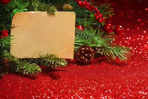 Christmas Tree Banches Blank Note — Stock Photo, Image