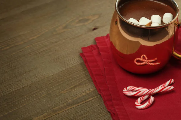 Chocolate Quente Com Marshmallows Bastões Doces — Fotografia de Stock