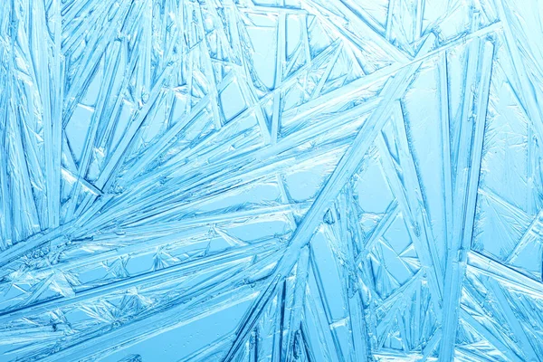 Winter Frost Covered Window Pattern Ice Crystals — Foto de Stock