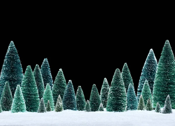 Lugn Vinterscen Med Miniatyr Snötäckta Träd Glittrande Snö — Stockfoto