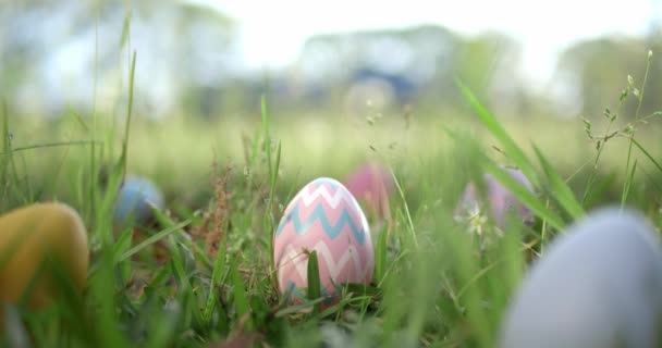 Velikonoční Vajíčka Ukrytá Trávě Lov Velikonočních Vajíček — Stock video
