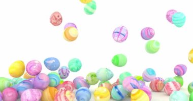 Falling painted decorated Easter eggs. 3d render.