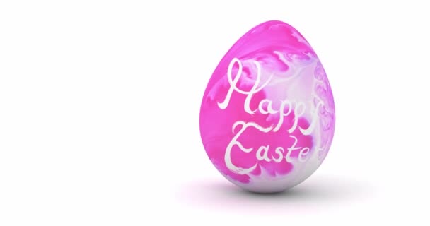 Single Easter Egg Rolling Screen Decorated Paint Swirling Ink Happy — Stock Video