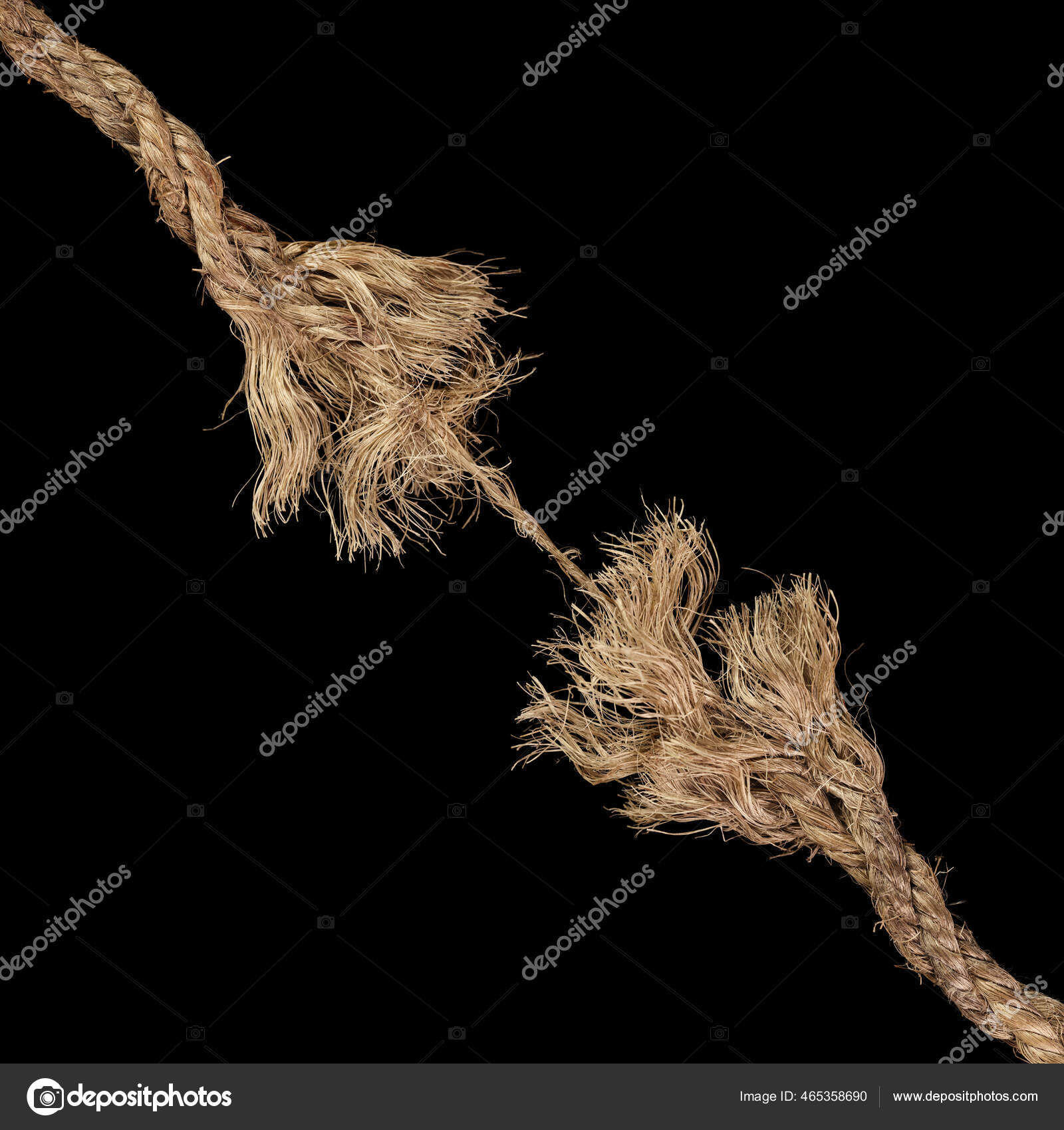 Dirty Rope Frayed Both Ends Ready Break Apart Rope Held Stock