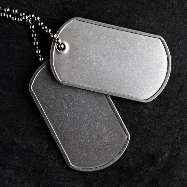 Old Worn Military Dog Tags Blank — Stock Photo, Image