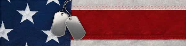 Military Soldier Dog Tags Rough Worn Blank Space Text American — Stock Photo, Image