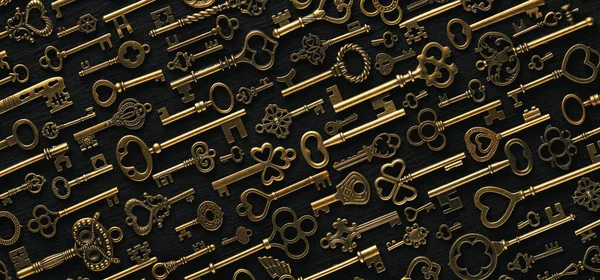 Pozadí Vintage Viktoriánský Styl Zlaté Kostry Klíče Koncepce Klíčů Úspěchu — Stock fotografie