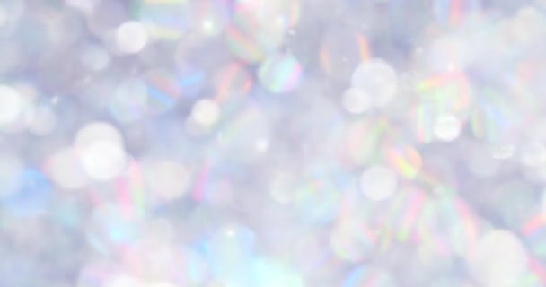 Luxurious Soft White Background Glittering Floating Particles Shiny Rainbow Reflection — Stock Video