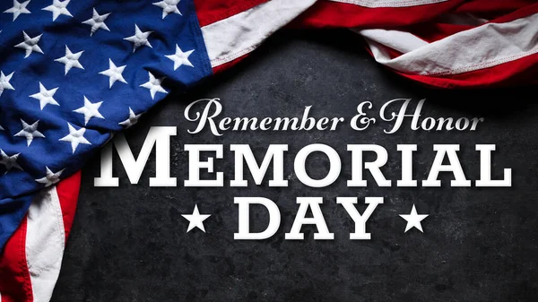 Bandera Estados Unidos Sobre Remember Honor Memorial Day Text Fondos — Foto de Stock