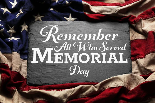 Amerikaanse Vlag Remember Honor All Who Served Memorial Day Tekst — Stockfoto