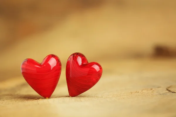 Two little red hearts background — Stock Photo, Image