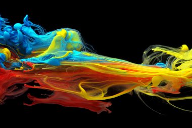 Colorful ink swirling through water