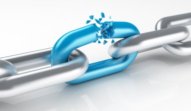 Steel chain breaking with unique blue link