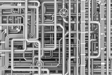 Maze of metal pipes background