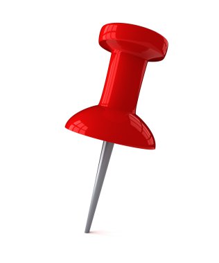 Red plastic pushpin isolated on white