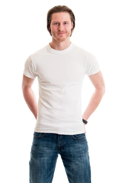 Casual mannen i vit skjorta — Stockfoto
