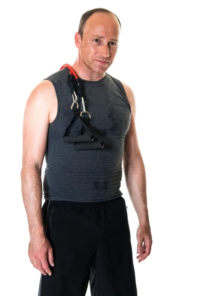 Man With Resistance Band — Stockfoto