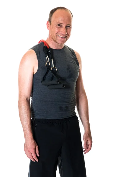 Man With Resistance Band — Stockfoto