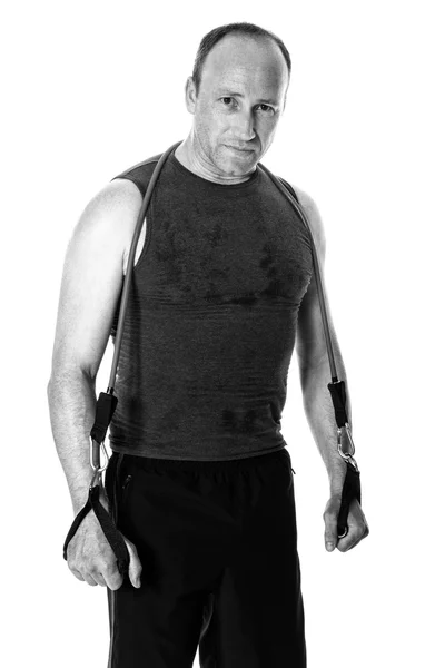 Man With Resistance Band — Stockfoto