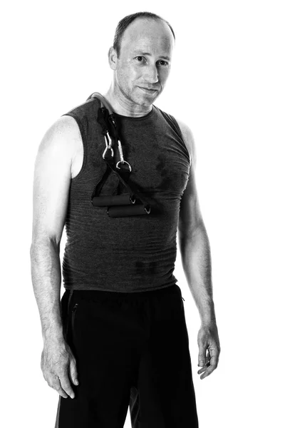 Man With Resistance Band — Stockfoto