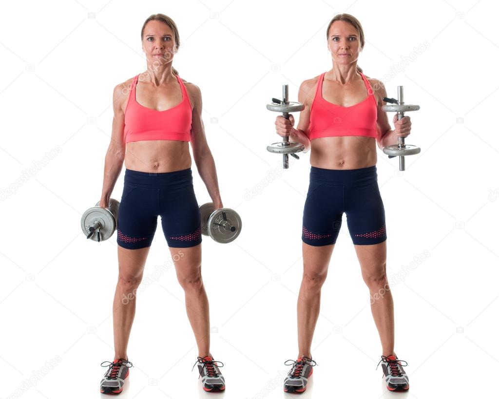 Hammer Curl Stability Ball Bicep Curls Hammer Curl — Stock Photo