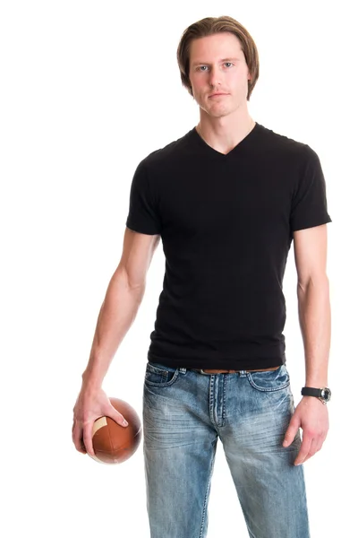 Casual Man with Football — Stock Photo, Image