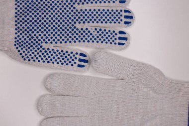 New White Work Household Gloves With Blue Dots