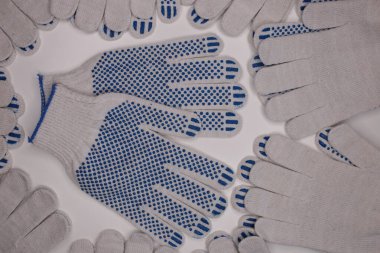 New White Work Household Gloves With Blue Dots