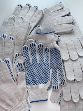 New White Work Household Gloves With Blue Dots