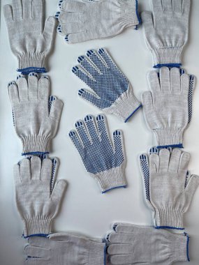 New White Work Household Gloves With Blue Dots