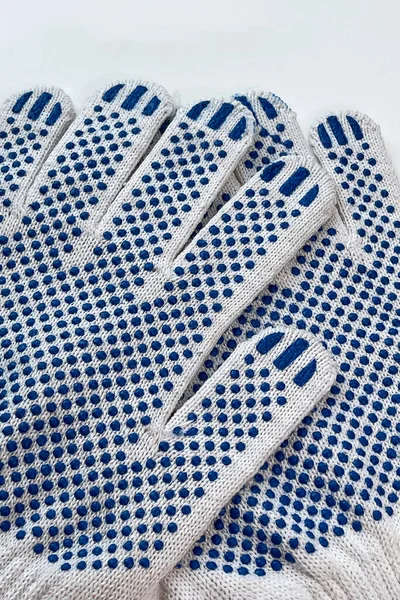 New White Work Household Gloves With Blue Dots