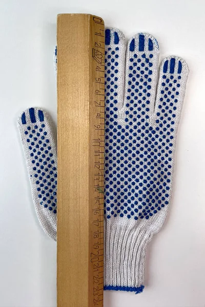 New White Work Household Gloves With Blue Dots