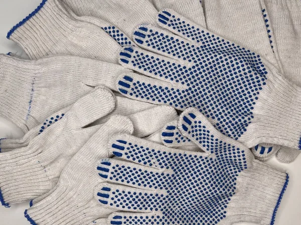 New White Work Household Gloves With Blue Dots