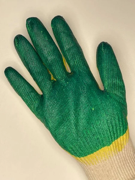 Garden work gloves with green latex coating double hand protection
