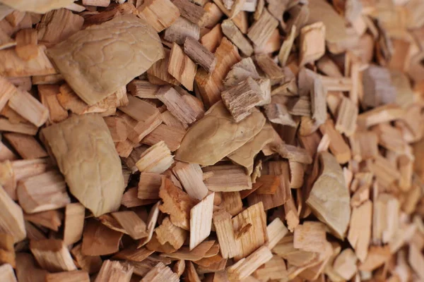 Macro Photo Natural Ecological Wood Chips Smoking Mixture Alder Beech — Stock Photo, Image