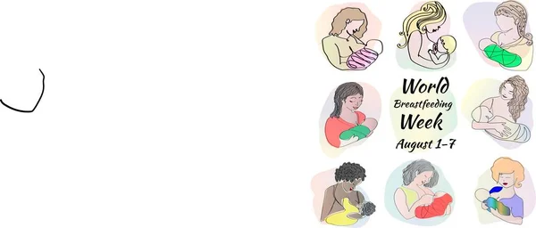 World Breastfed Week Agustus Cuti Hamil Keibuan Bahagia Konsep Makan Stok Foto Bebas Royalti