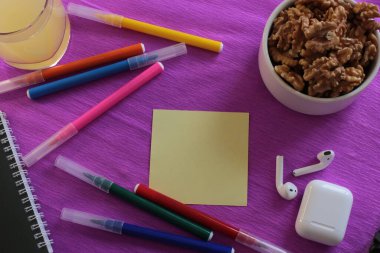 Multicolored stickers space for notes