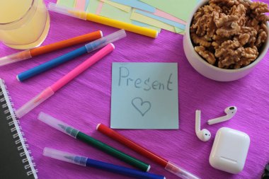 Multicolored stickers space for notes