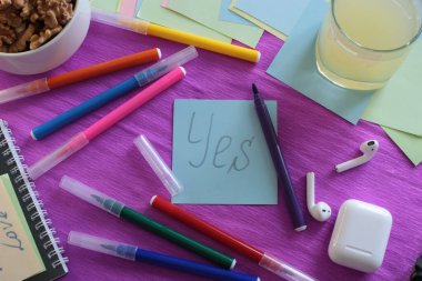 Multicolored stickers space for notes