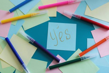 Multicolored stickers space for notes