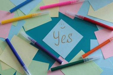 Multicolored stickers space for notes