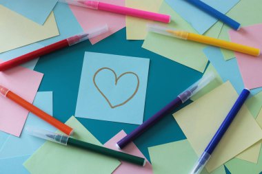 Multicolored stickers space for notes