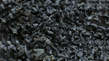 macro view dry seaweed wakame super food