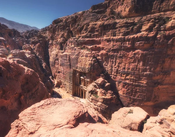 Khazneh Rots Gesneden Tempel Schatkamer Het Oude Nabatean — Stockfoto