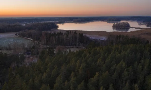 Islands Lake Vuoksa Forest Leningrad Region Town Priozersk Sunset Late — Stock Photo, Image