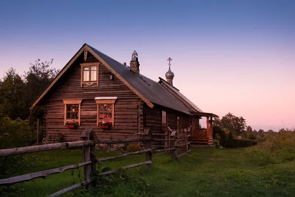 2020 Una Vecchia Chiesa Legno Nella Città Staraya Ladoga Russia — Foto Stock